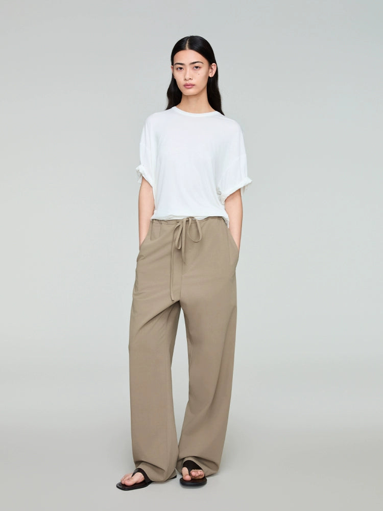 Vintage-Inspired Two-Tone Blended Lightweight Draped Pants  OR0486