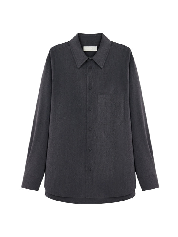 Dual-Color Wide Collar Relaxed Fit Shirt  OR0490