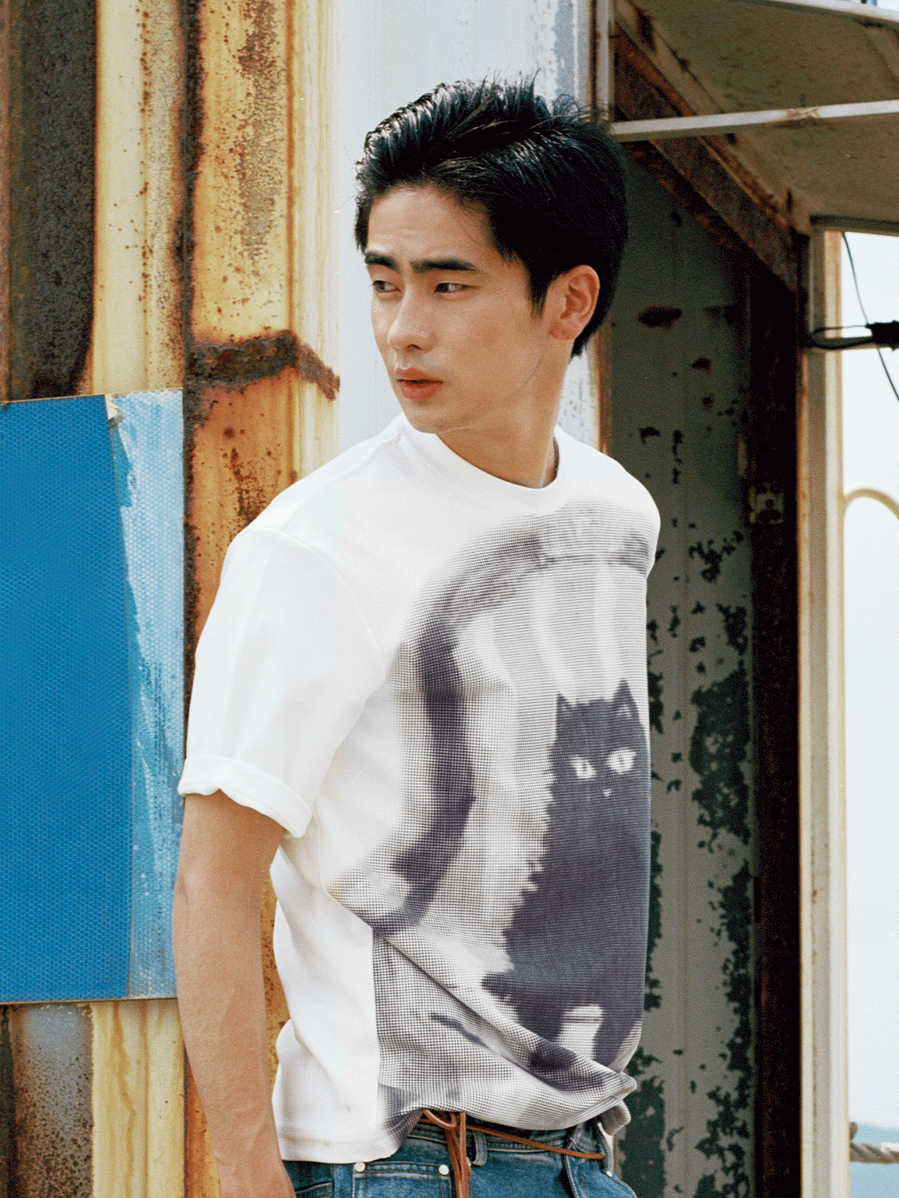 Relaxed Fit Cat Print Full-Print Casual Tee  OR0495