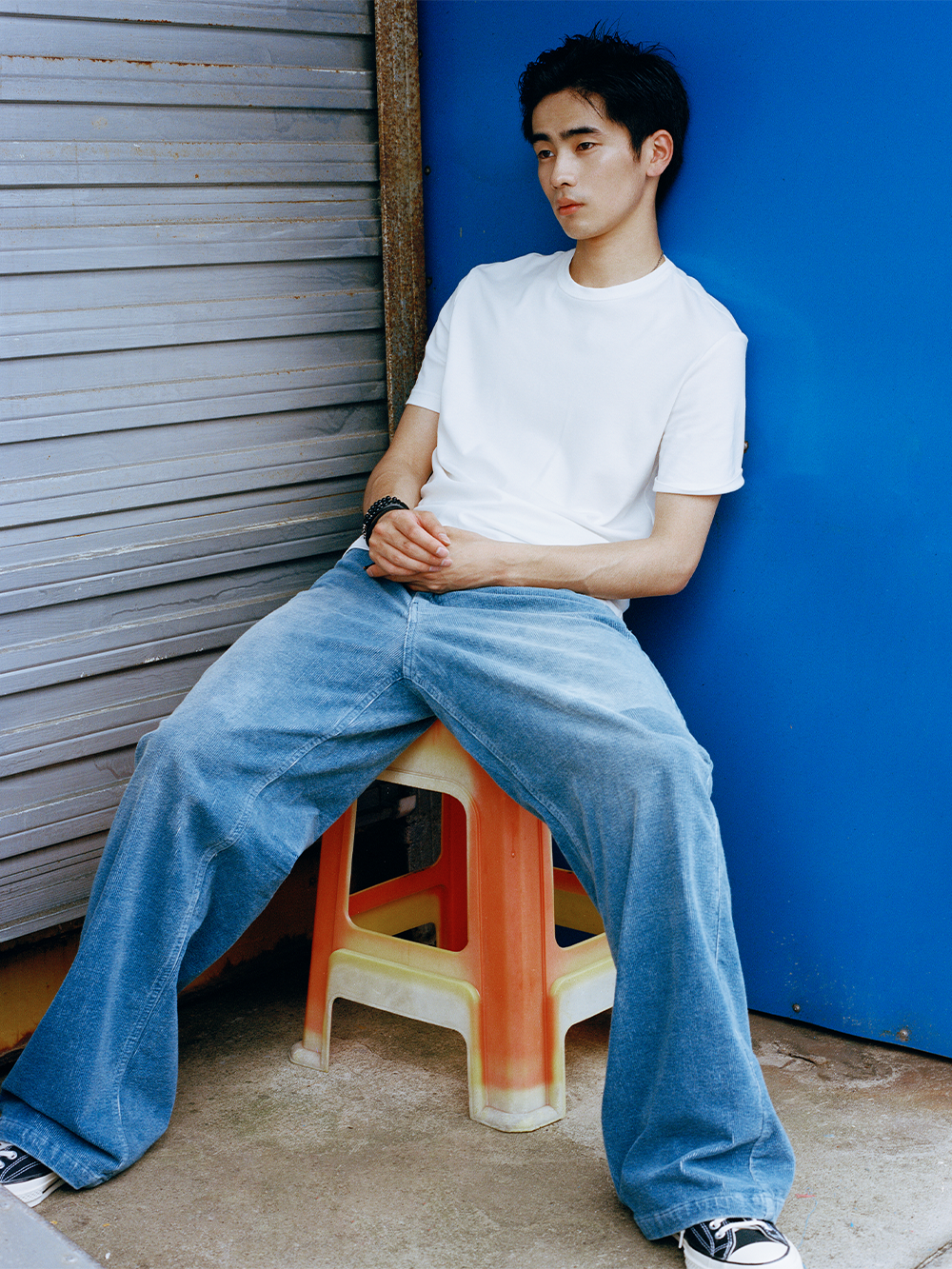 Set-In Shoulder Sorona White Slim Fit Crewneck Tee  OR0496