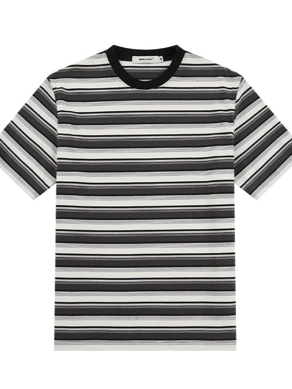 Vintage-Inspired Black and White Stripes Crewneck Tee  OR0497