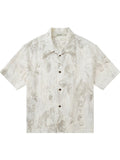 Vintage-Inspired Pleated Texture Full-Print Shirt  OR0500