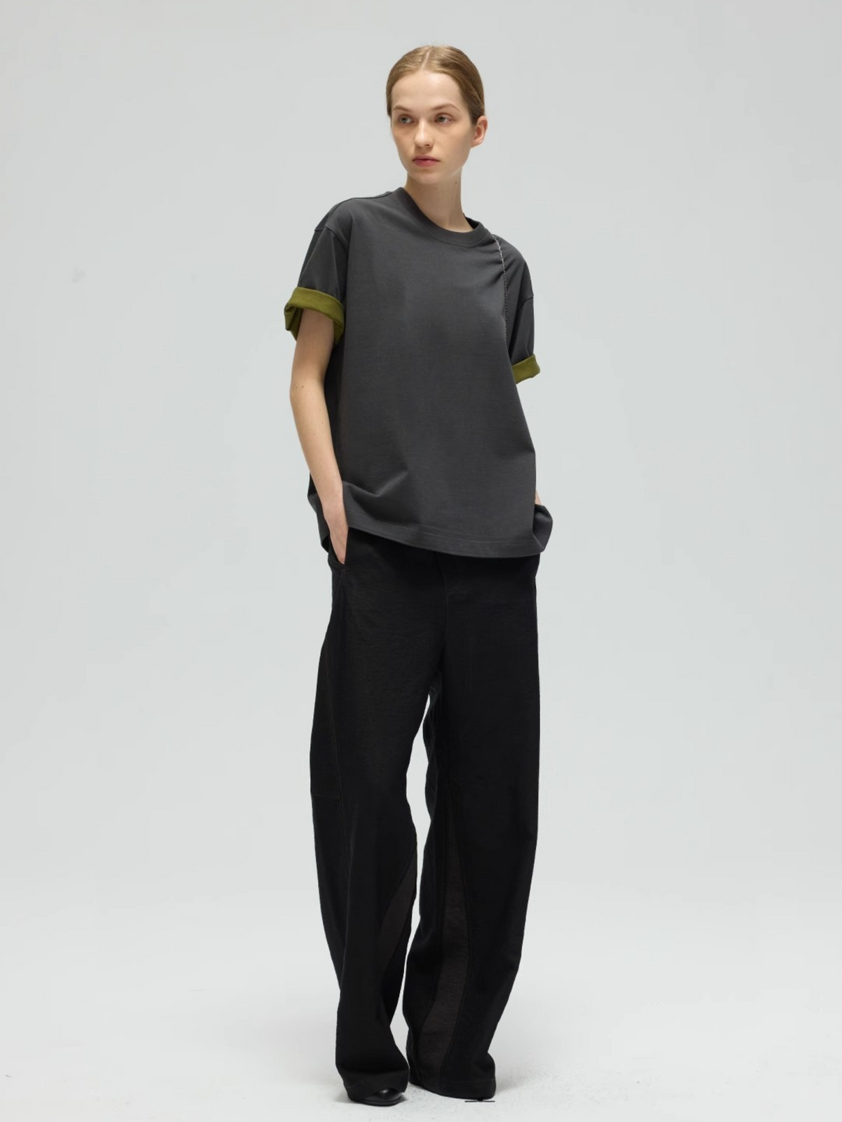 Dual Tone Panel Fitted Short Sleeve Tee  OR0520