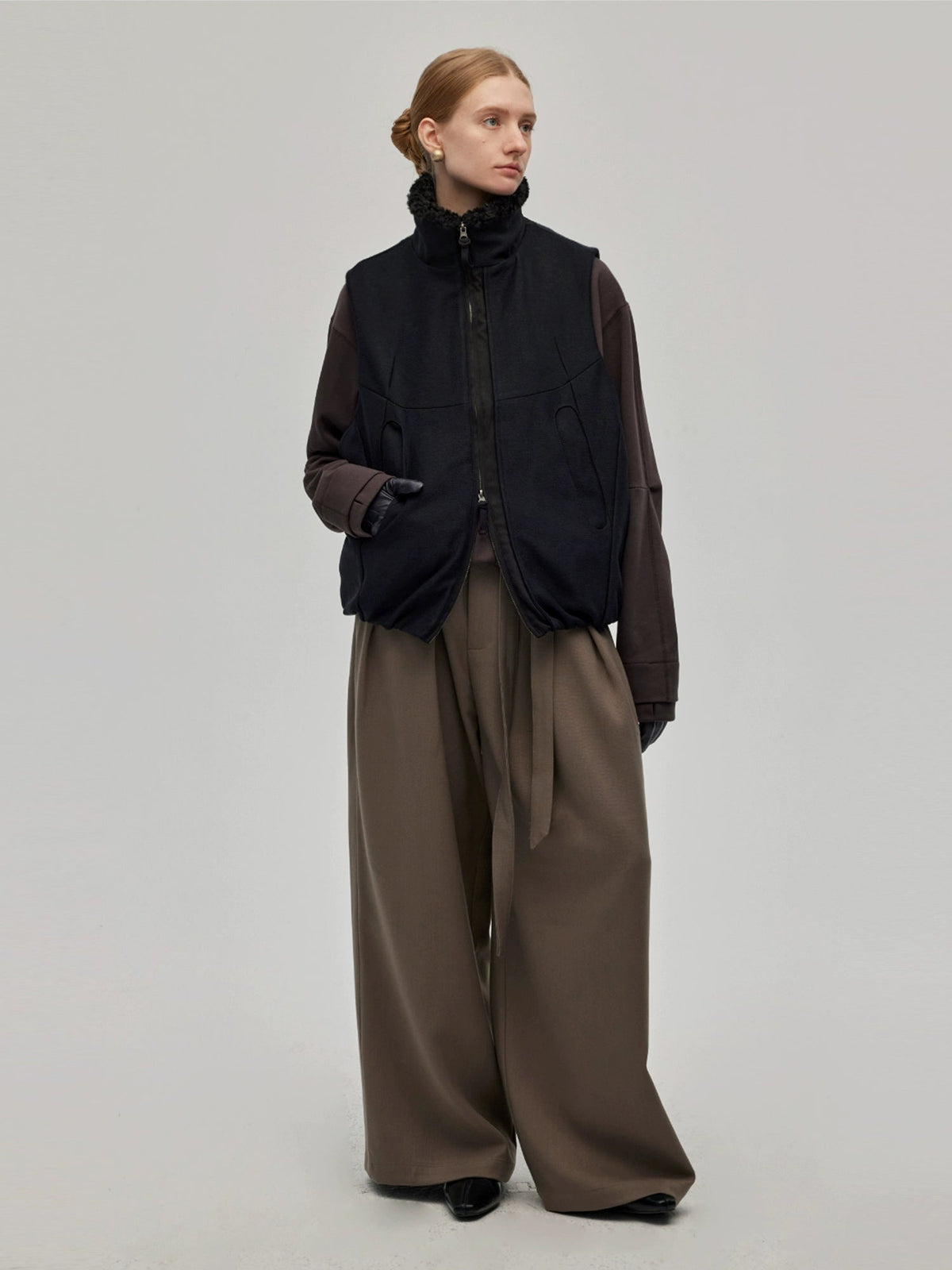 Double Waistband Insulated Relaxed Pants  OR0523