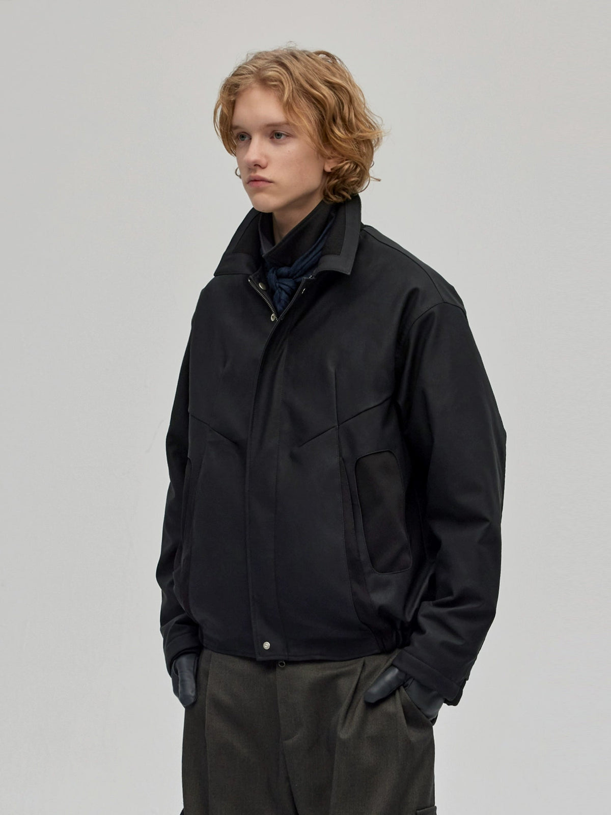 PU Leather Panel Quilted Jacket  OR0525