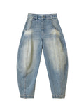 Vintage Water-Washed Curved Cut Denim Pants  OR0539