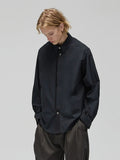Mixed Fabric Oversized Shirt Jacket  OR0542