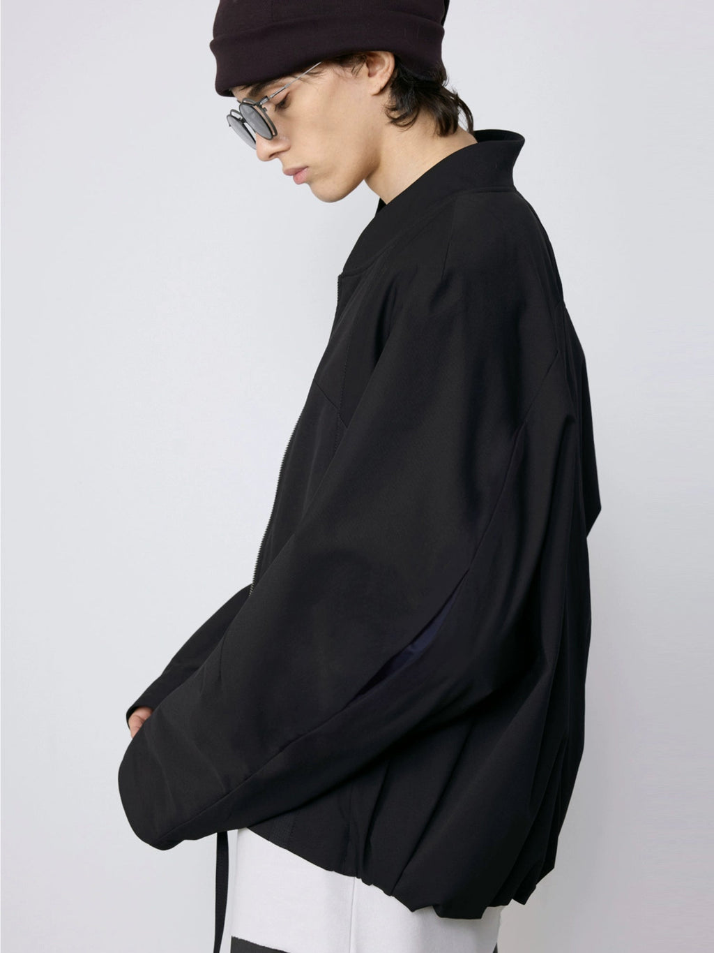 Segmented Panel No-Collar Bomber Jacket  OR0549