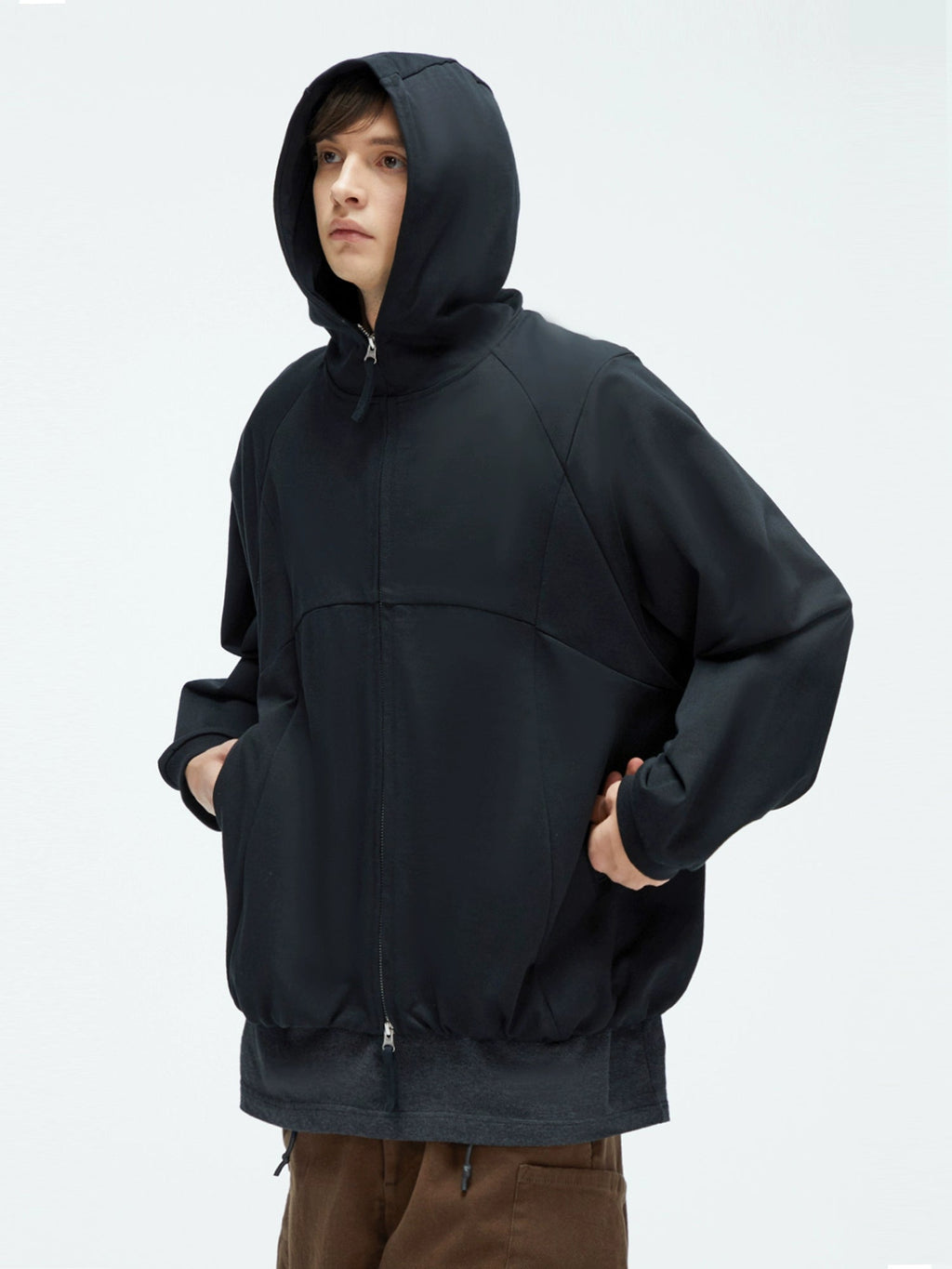 Relaxed Fit Solid Color Zip-Up Jacket  OR0554