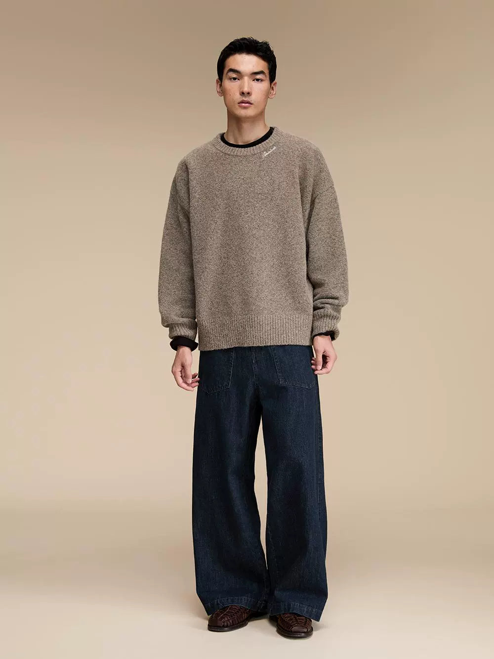 Vintage Cotton Washed Relaxed Fit Wide-Leg Denim Pants  OR0555