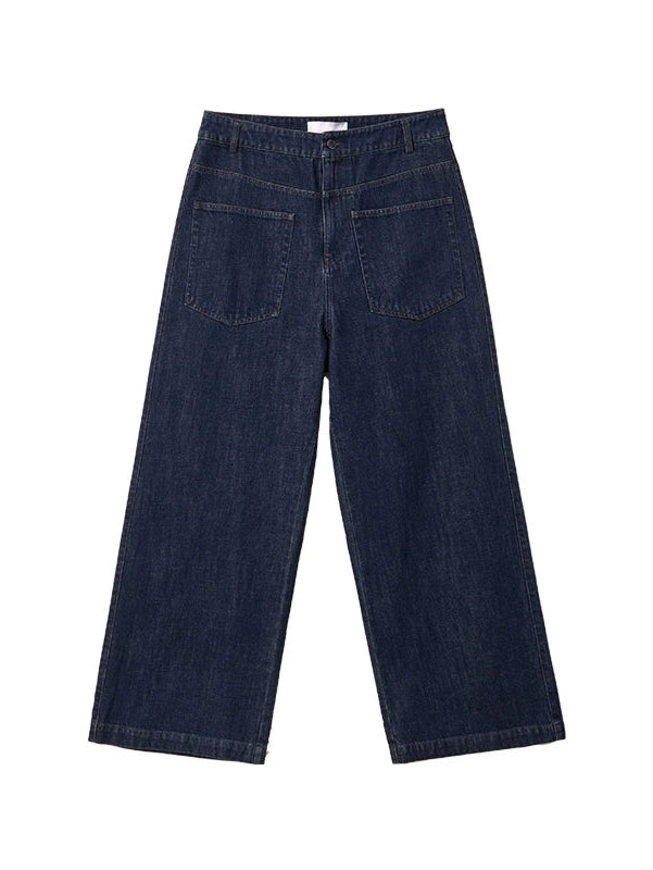 Vintage Cotton Washed Relaxed Fit Wide-Leg Denim Pants  OR0555