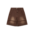 Distressed Washed Denim Frayed Hem Relaxed Fit Shorts  OR0558