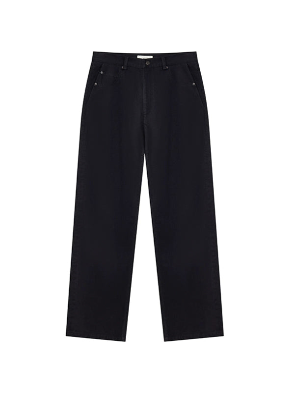 Lyocell Blend Washed Black Relaxed Fit Denim Pants  OR0559