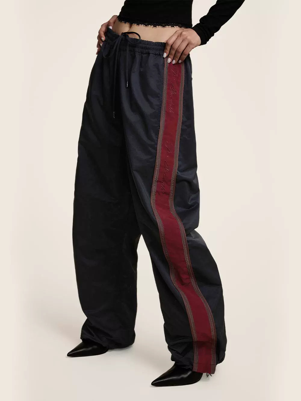 Vintage-Inspired Relaxed Fit Drawstring Pants  OR0560