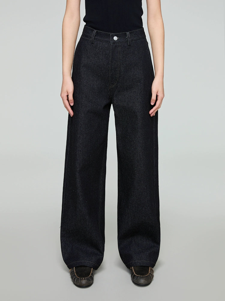 12.5oz Vintage Wash Black High-Waist Denim Pants  OR0567