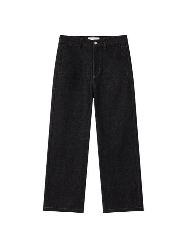 12.5oz Vintage Wash Black High-Waist Denim Pants  OR0567