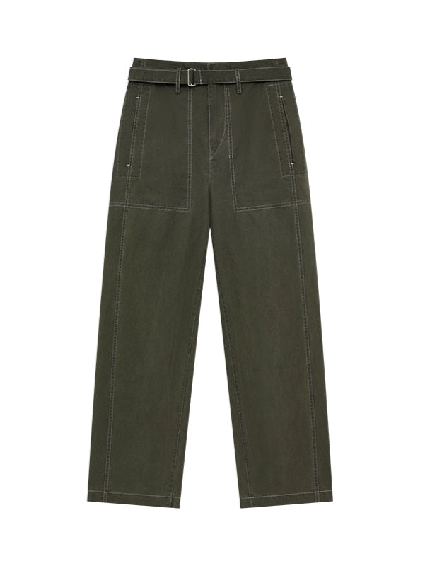 Vintage Green Enzyme-Wash Relaxed Fit Pants  OR0568