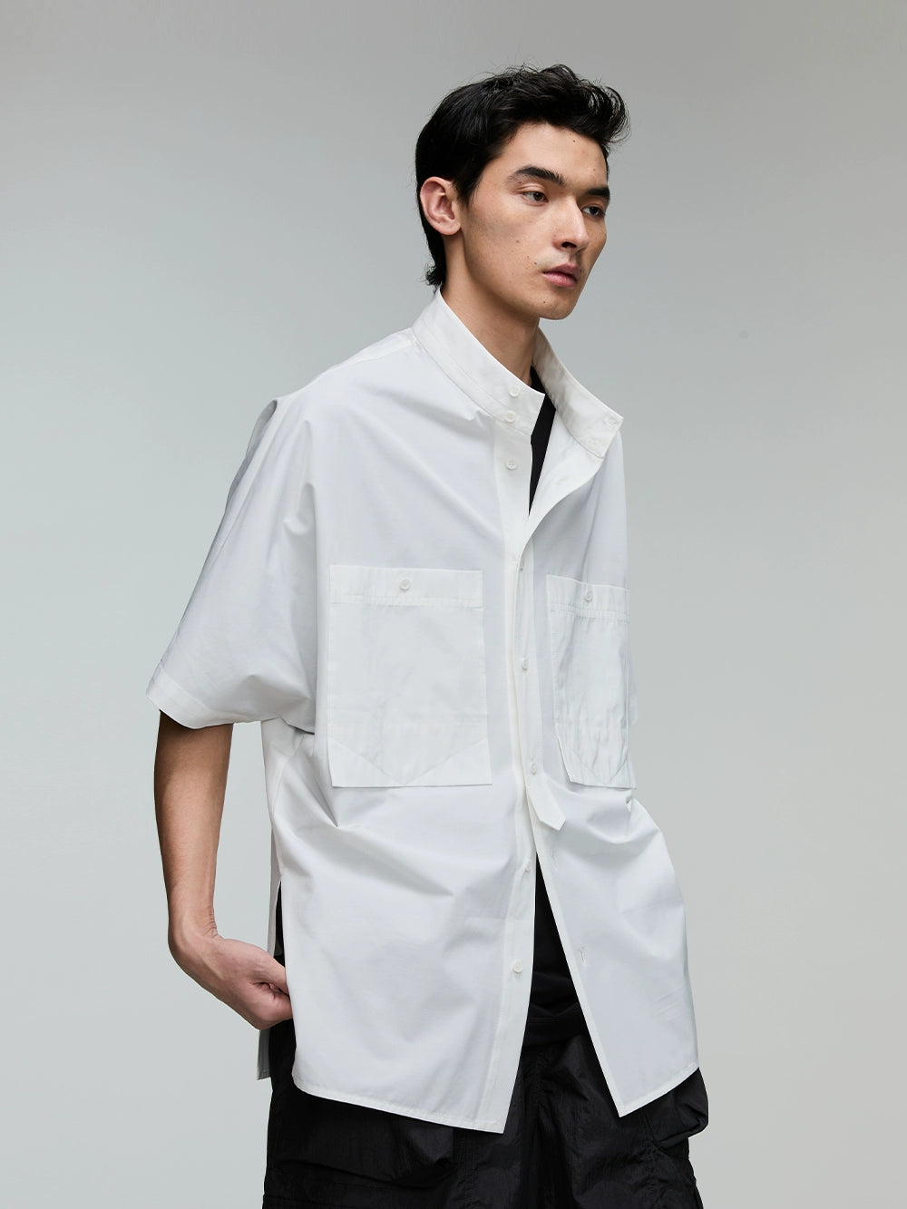 Stand Collar Batwing Sleeve Casual Shirt  OR0569