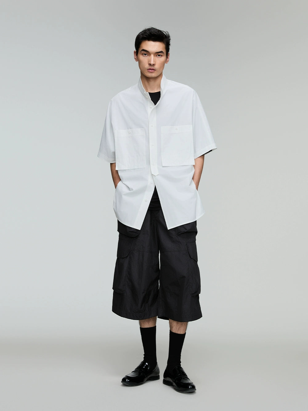 Stand Collar Batwing Sleeve Casual Shirt  OR0569