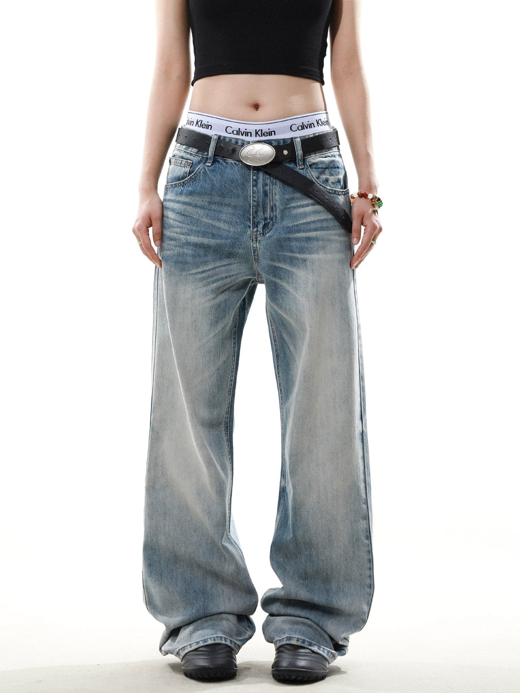 Washed Loose Fade Denim Pants  OR0583