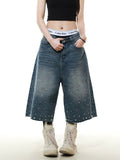 High Street Studs Denim Half Pants  OR0586