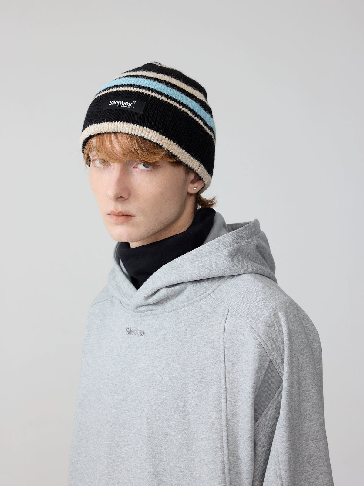 Asymmetric Stripe Knit Beanie  OR0592