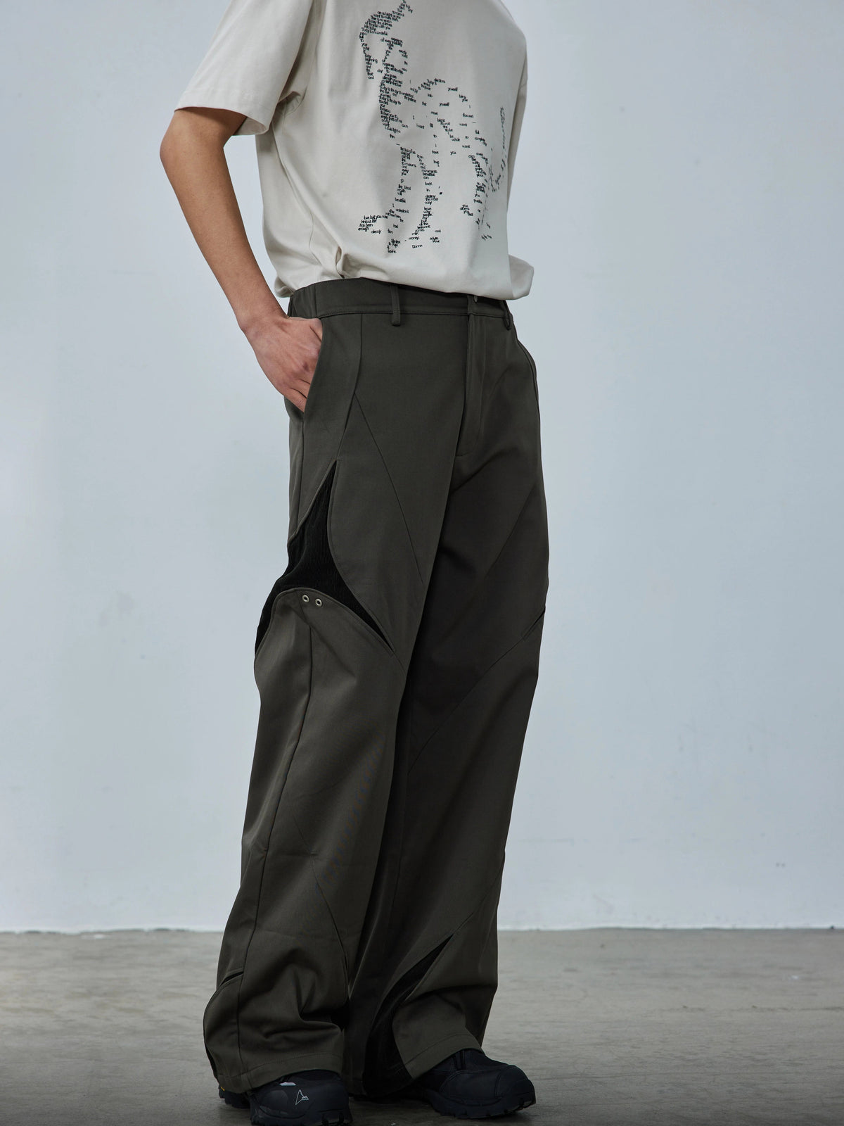 Cleanfit Patchwork Straight Loose Pants  OR0594
