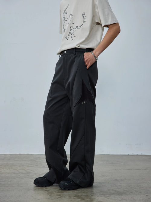 Cleanfit Patchwork Straight Loose Pants  OR0594