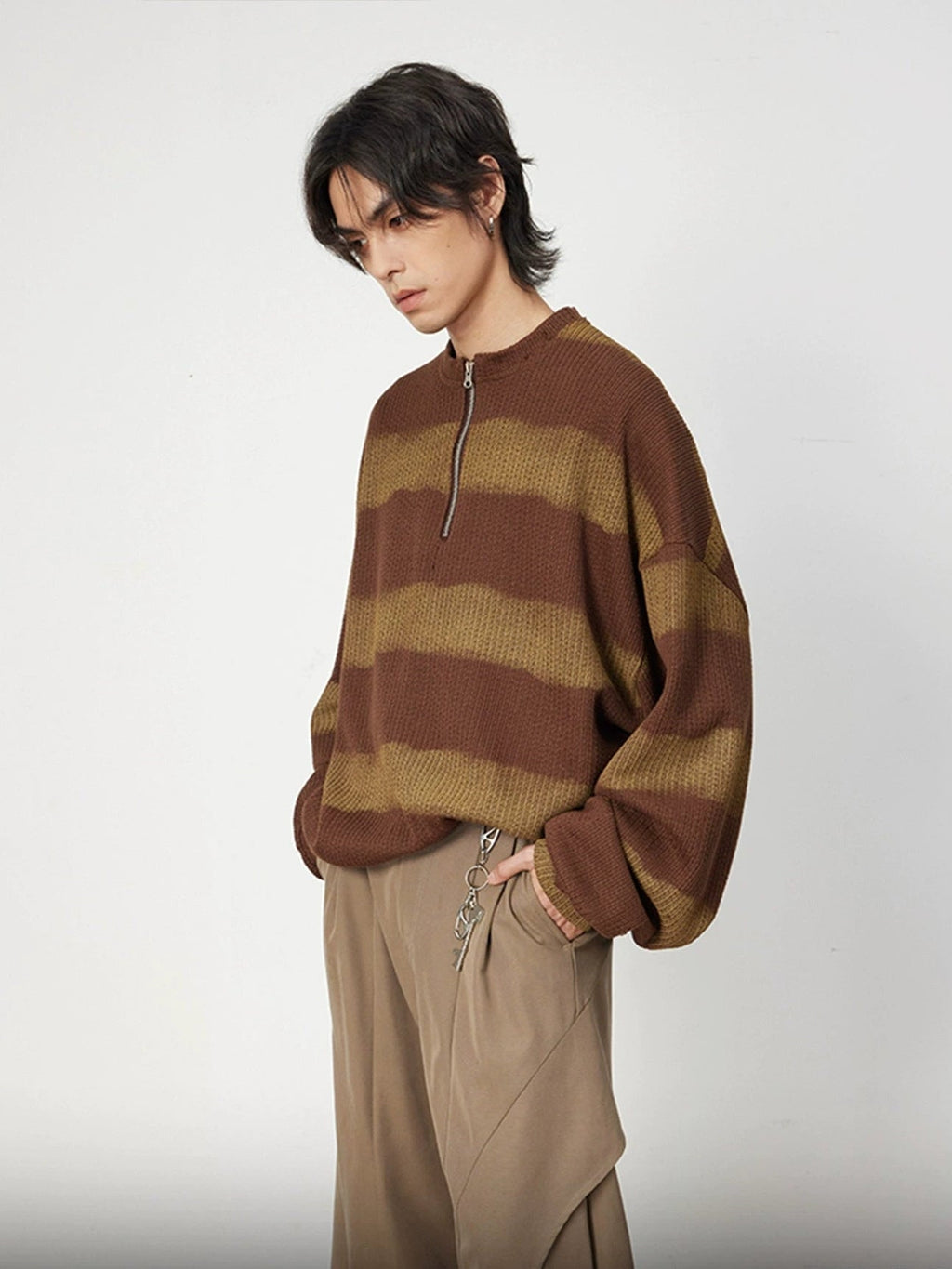 Colorblock Zip Knit Sweater  OR0600