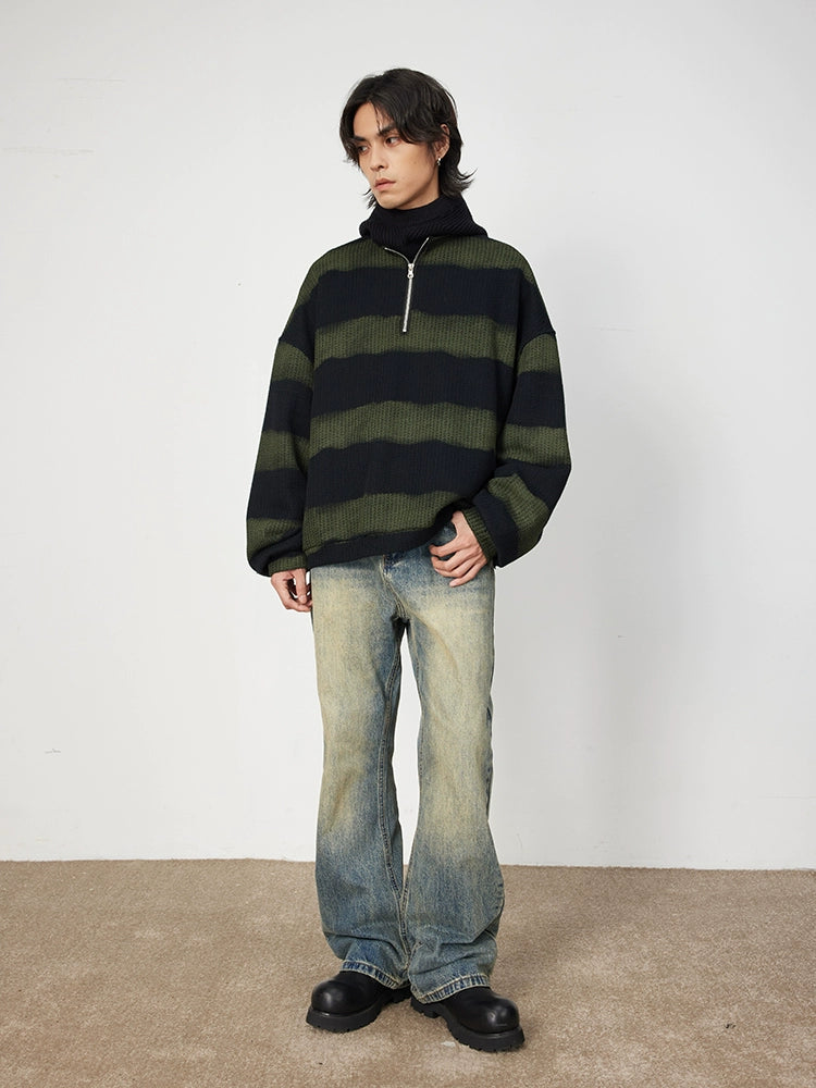 Colorblock Zip Knit Sweater  OR0600