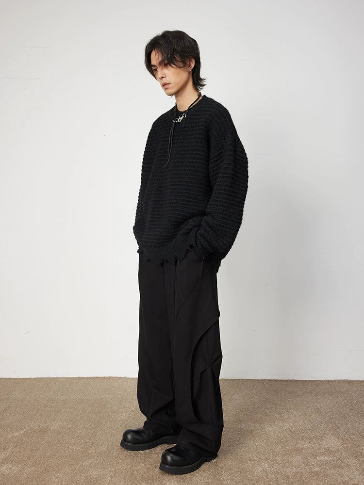 Distressed Wool Short Knit Sweater  OR0601