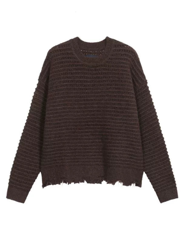 Distressed Wool Short Knit Sweater  OR0601