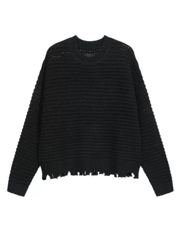 Distressed Wool Short Knit Sweater  OR0601