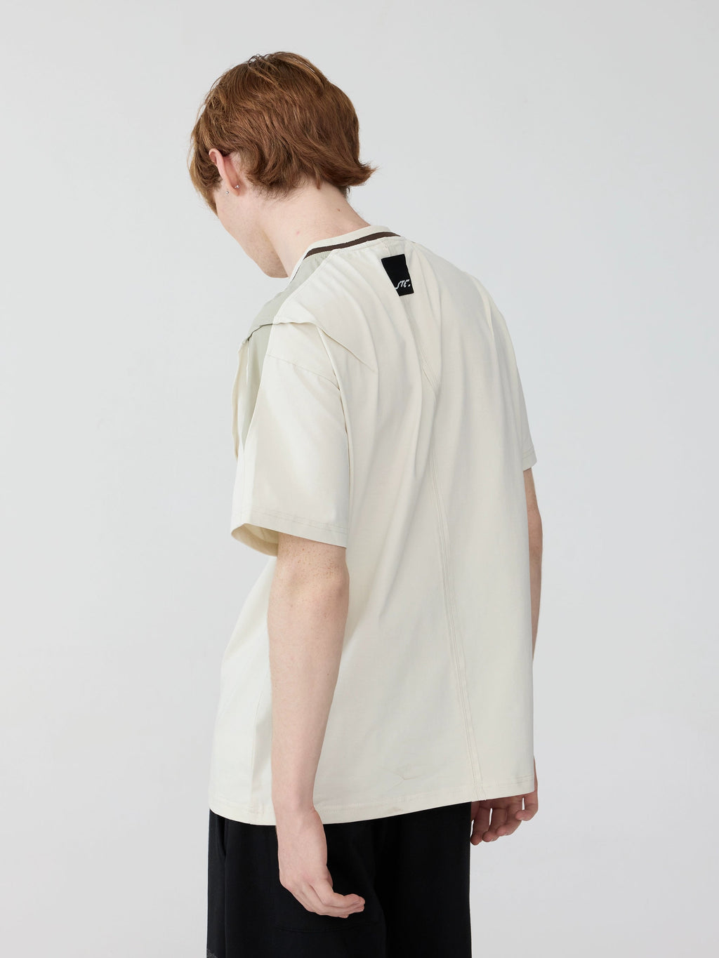 Contrast Panel Embroidered Loose Tee  OR0606