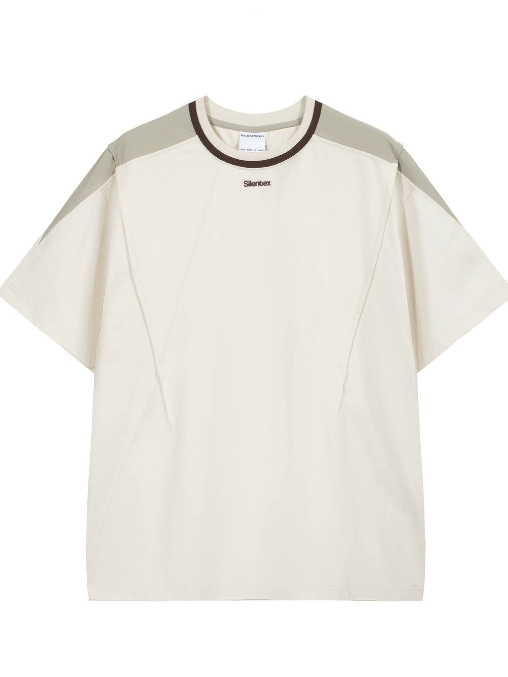 Contrast Panel Embroidered Loose Tee  OR0606