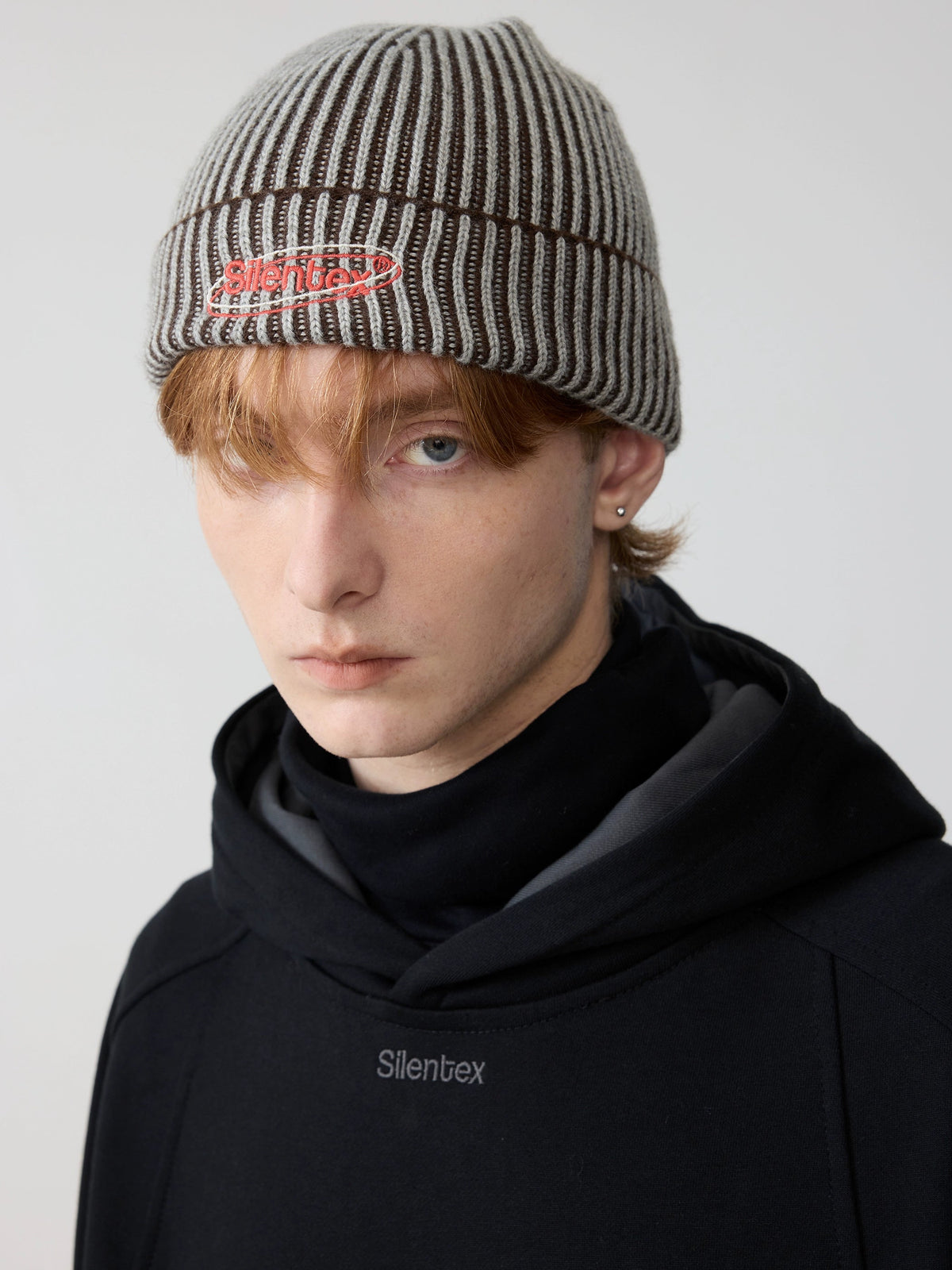 Wool Rib Knit Hooded Beanie  OR0608