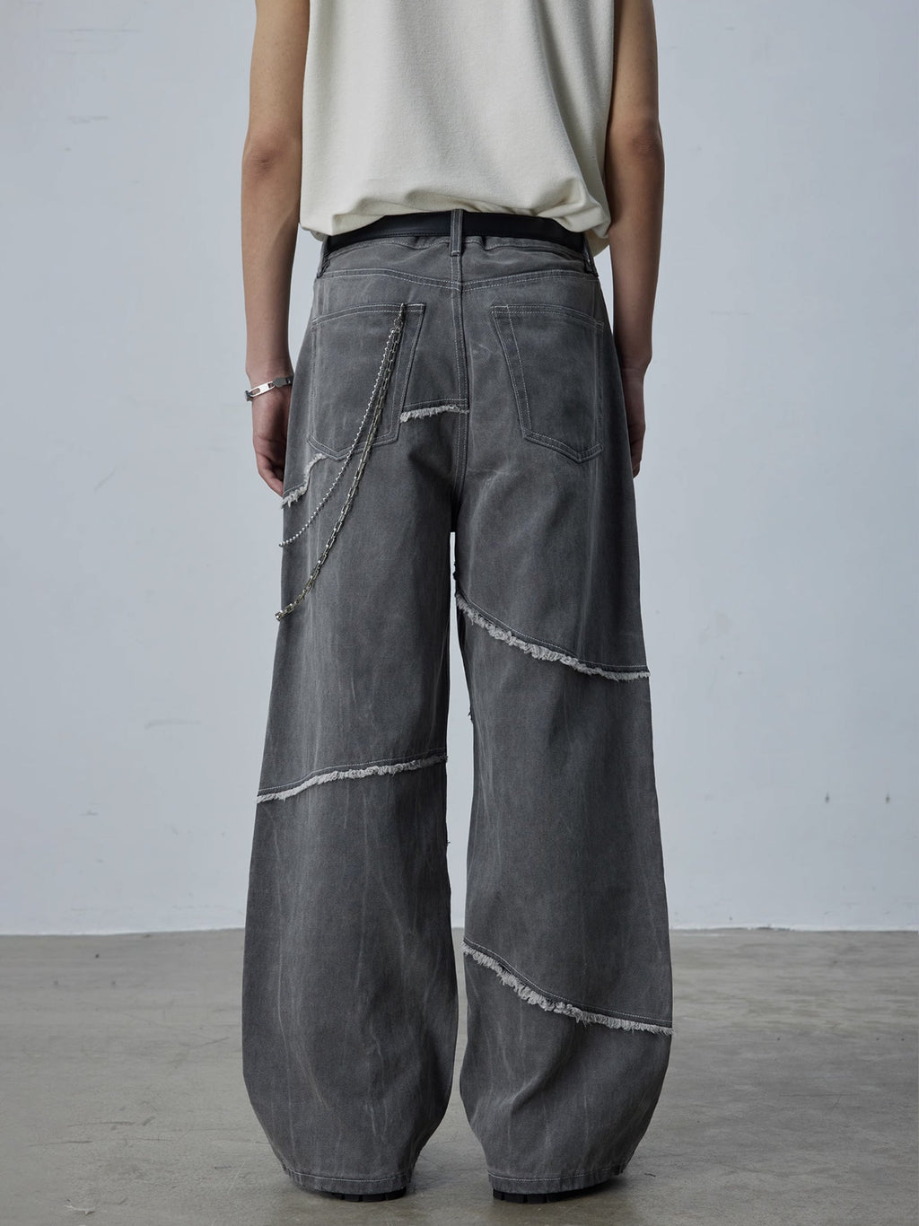 Vintage Smoky Grey Cutline Wide Denim  OR0611