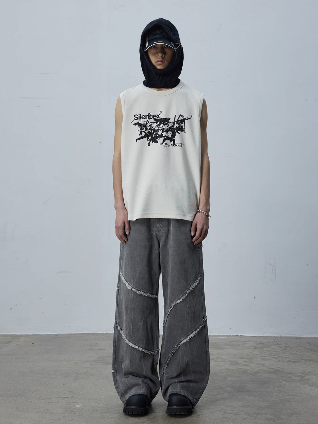 Vintage Smoky Grey Cutline Wide Denim  OR0611