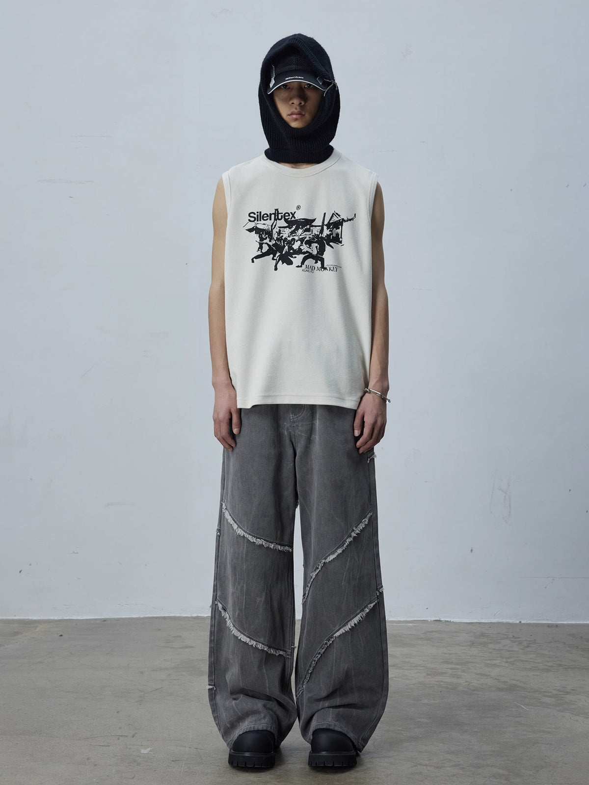 Vintage Smoky Grey Cutline Wide Denim  OR0611