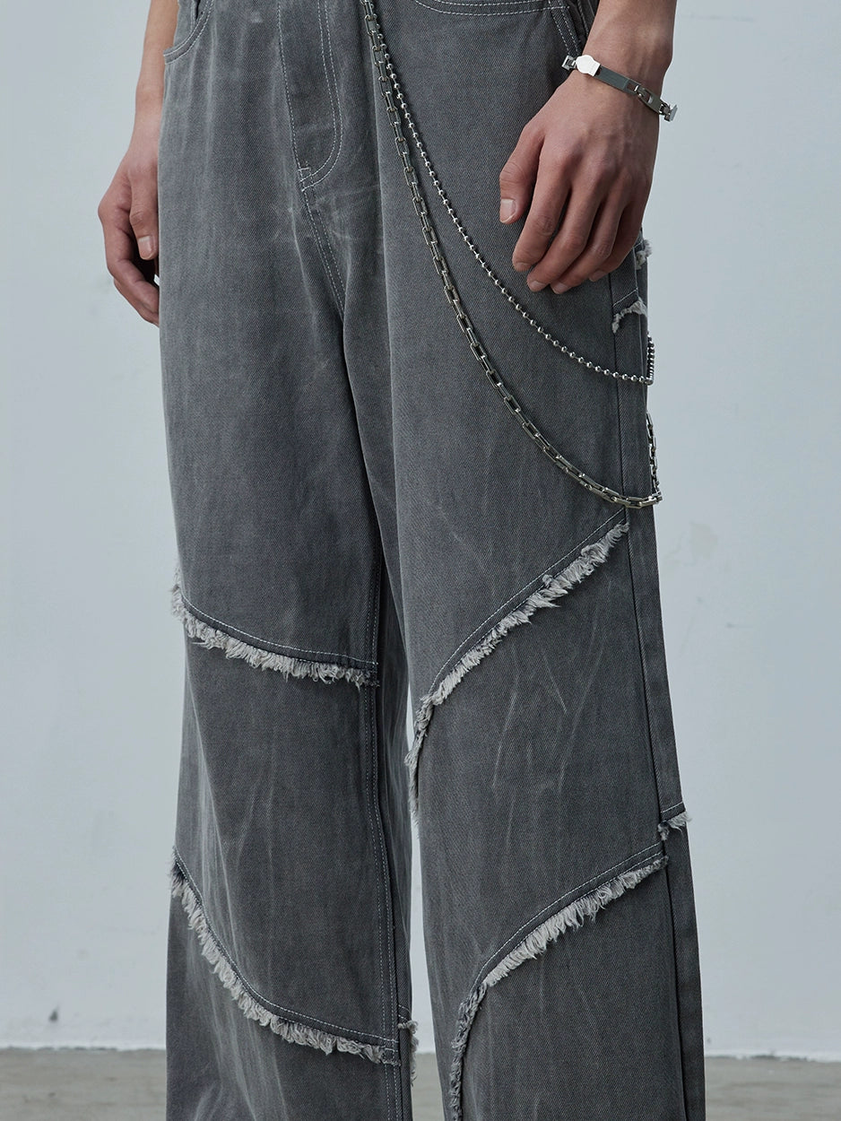 Vintage Smoky Grey Cutline Wide Denim  OR0611