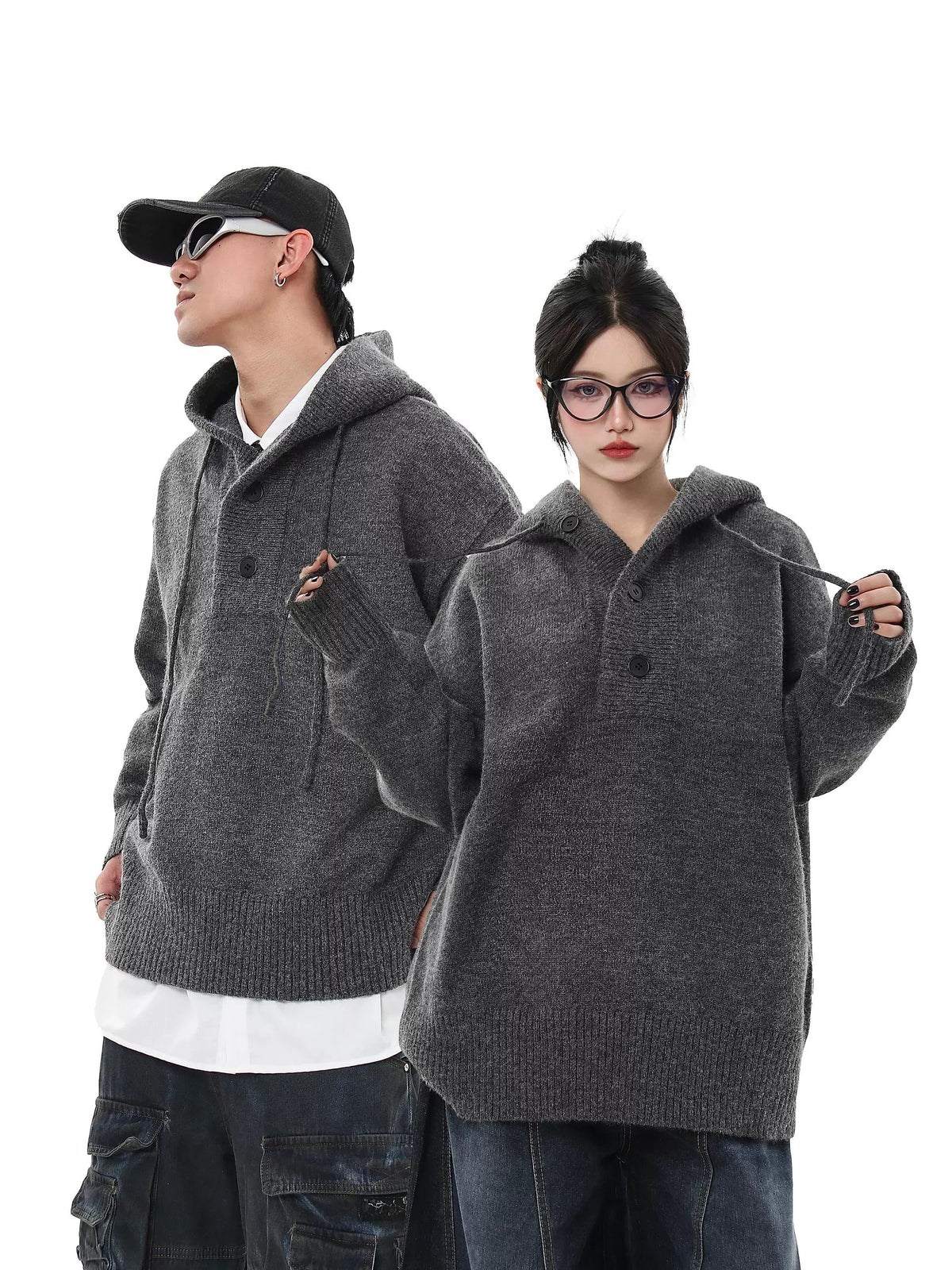 Button Knit Hoodie  OR0627