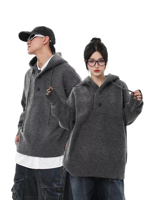 Button Knit Hoodie  OR0627