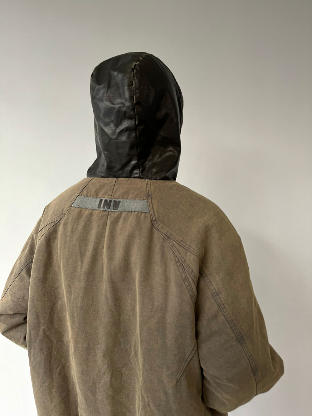 Leather Half Zip Hooded Jacket  OR0628