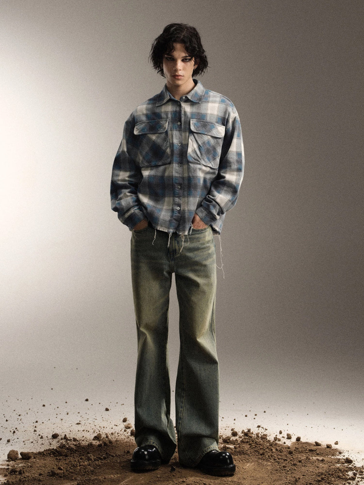 Damage Plaid Shirt  OR0631