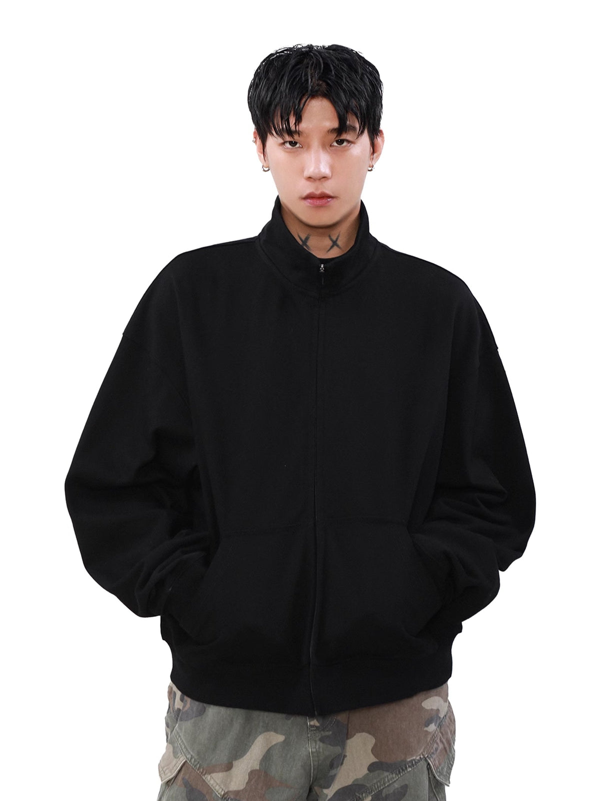 Loose High Neck Zip Trainer  OR0636
