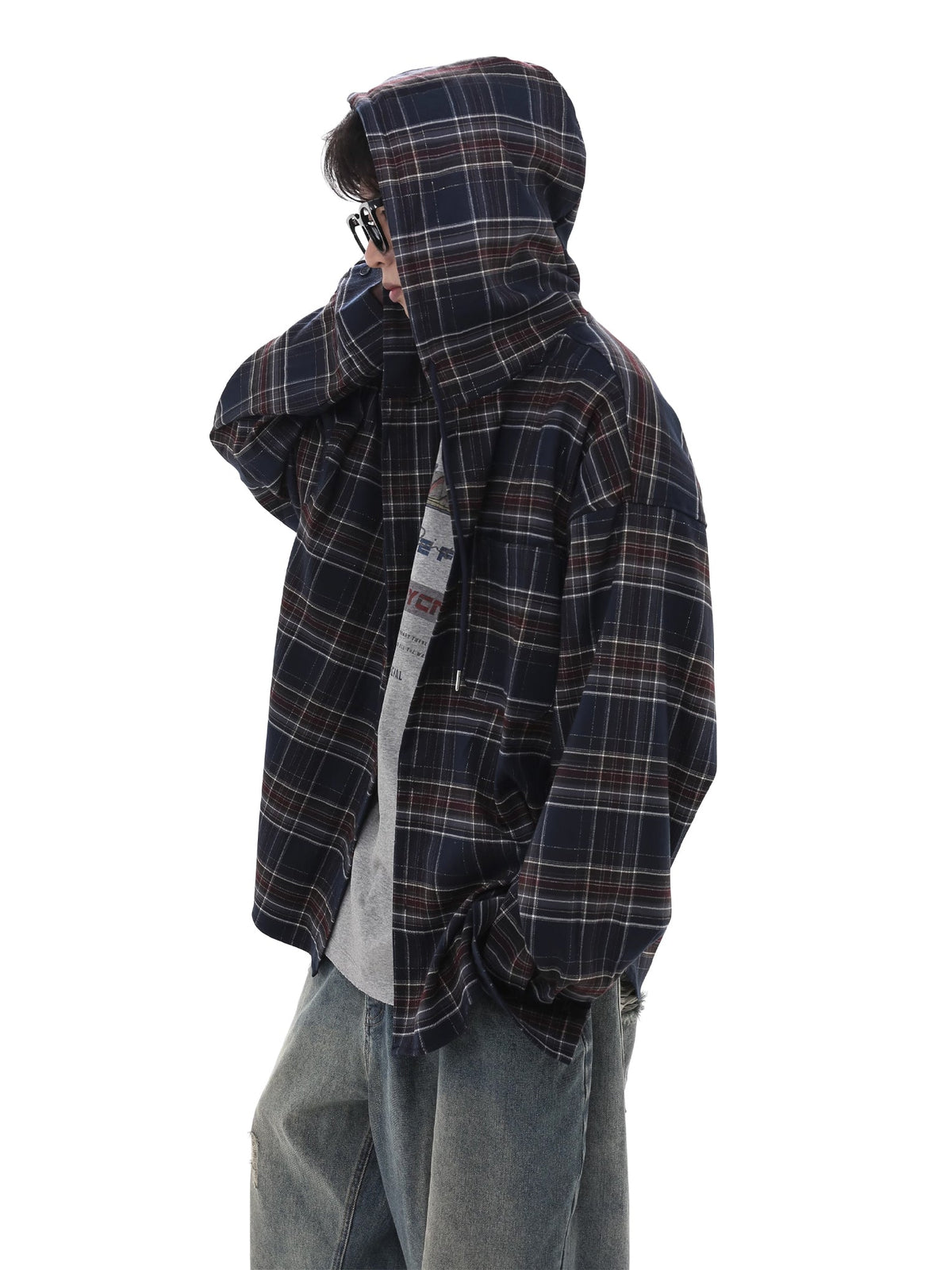 Retro Plaid Hooded Shirt  OR0641