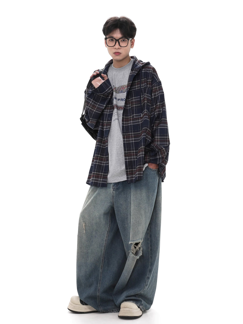 Retro Plaid Hooded Shirt  OR0641