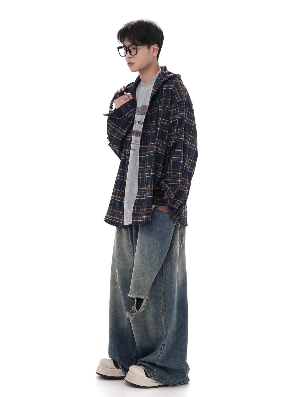 Retro Plaid Hooded Shirt  OR0641