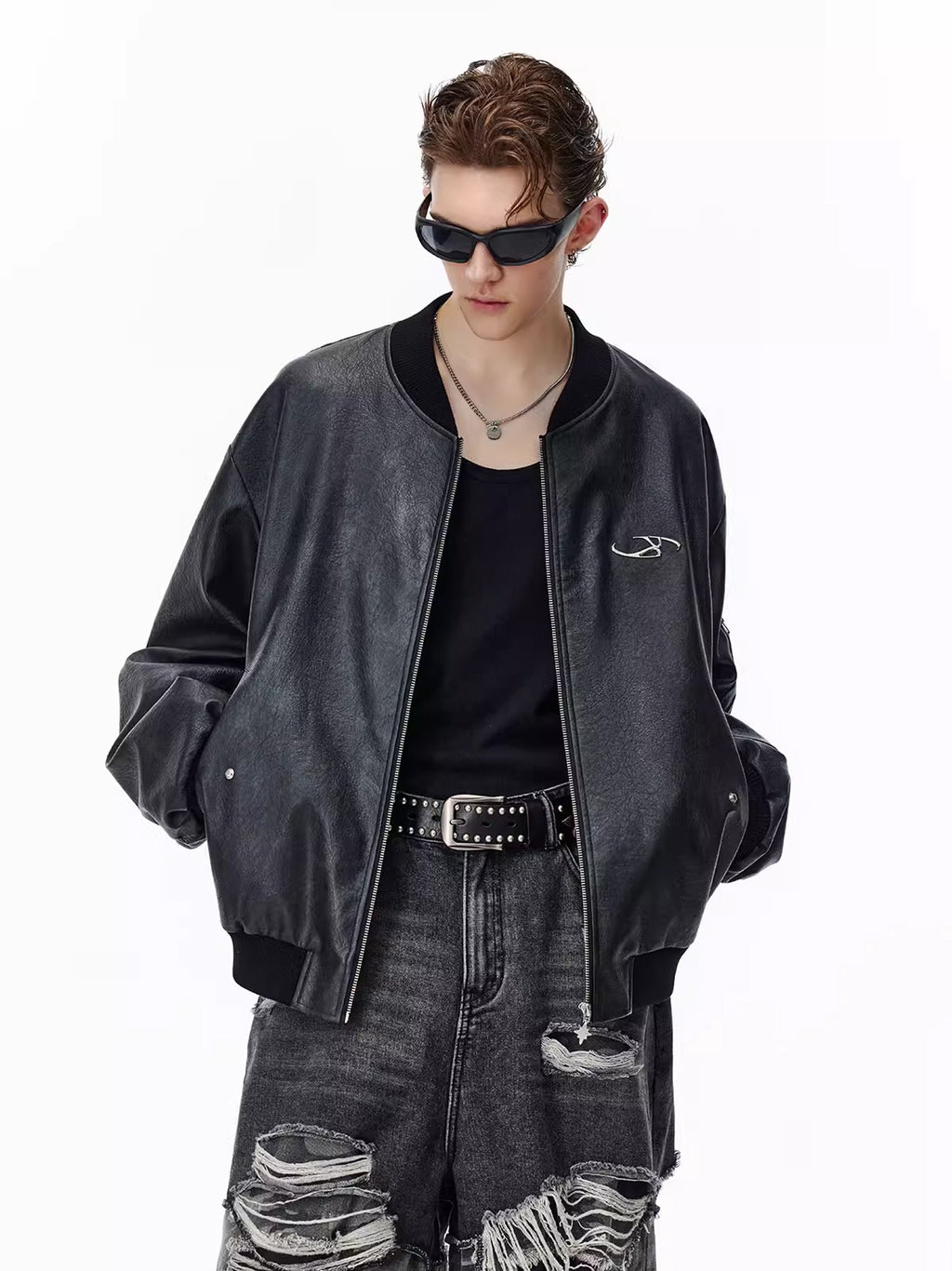 Metal Charm Bomber Jacket  OR0645
