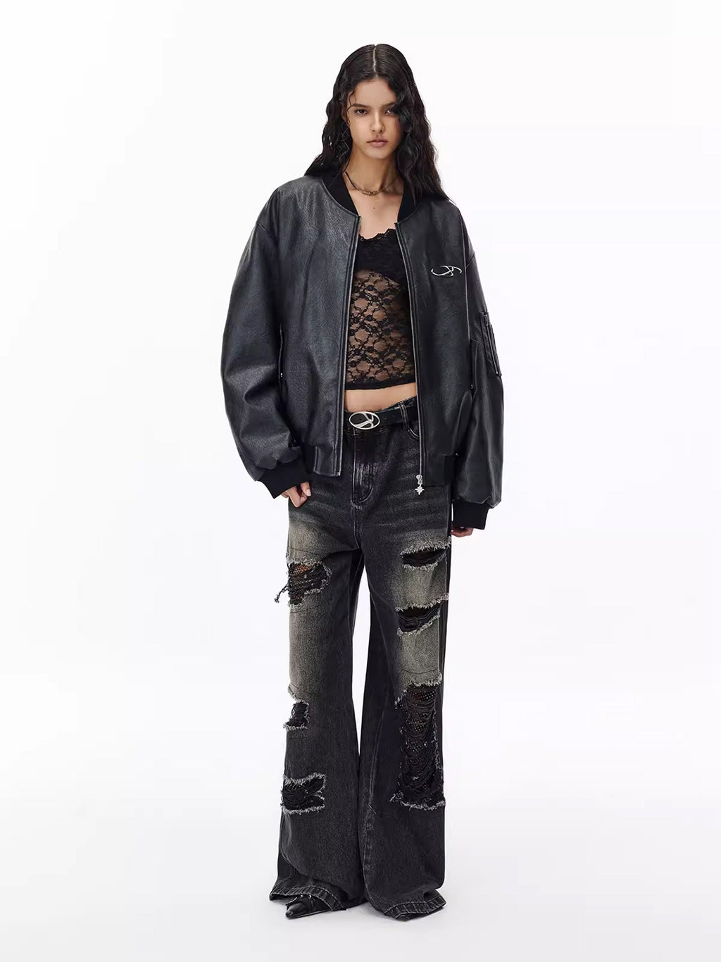 Metal Charm Bomber Jacket  OR0645